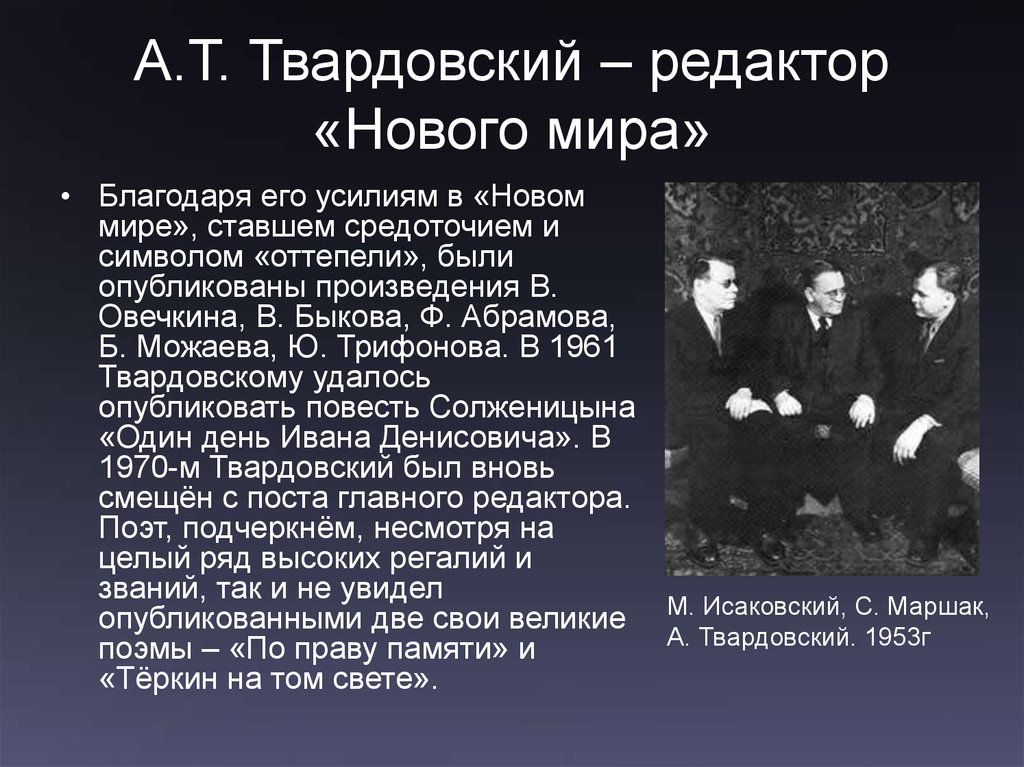 Память в лирике твардовского. Журнал новый мир Твардовского. Твардовский биография.