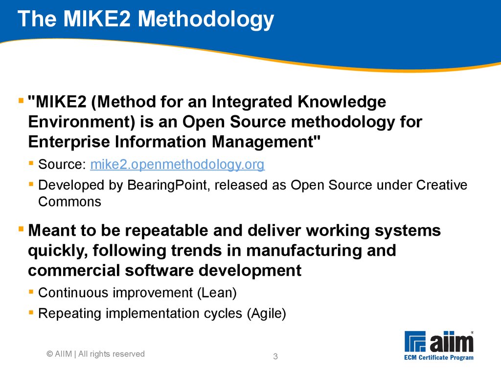 The MIKE2 Methodology