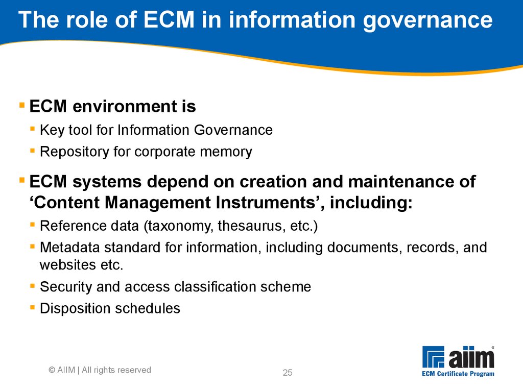 The role of ECM in information governance