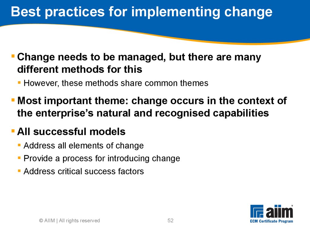 Best practices for implementing change