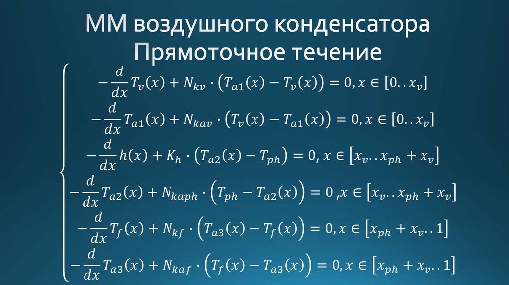 ММ воздушного конденсатора Прямоточное течение