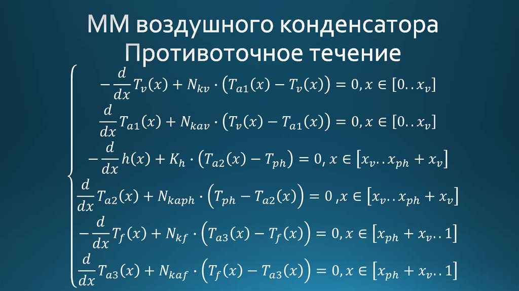 ММ воздушного конденсатора Противоточное течение