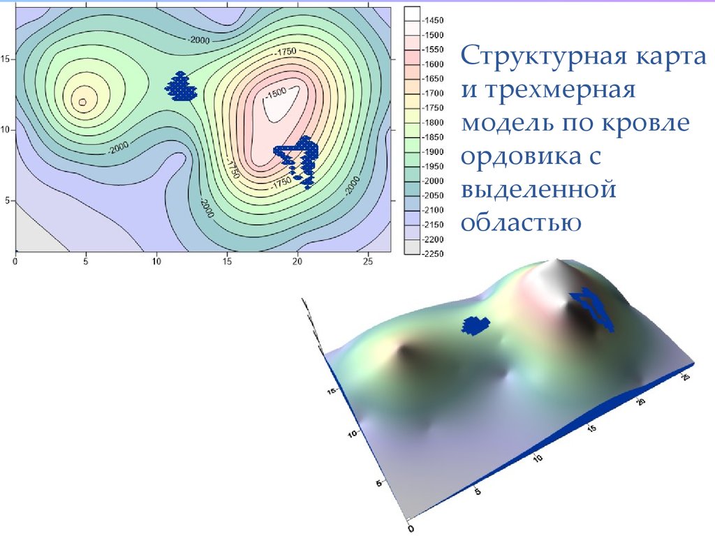 Структурная карта по кровле нижнепермских отложений