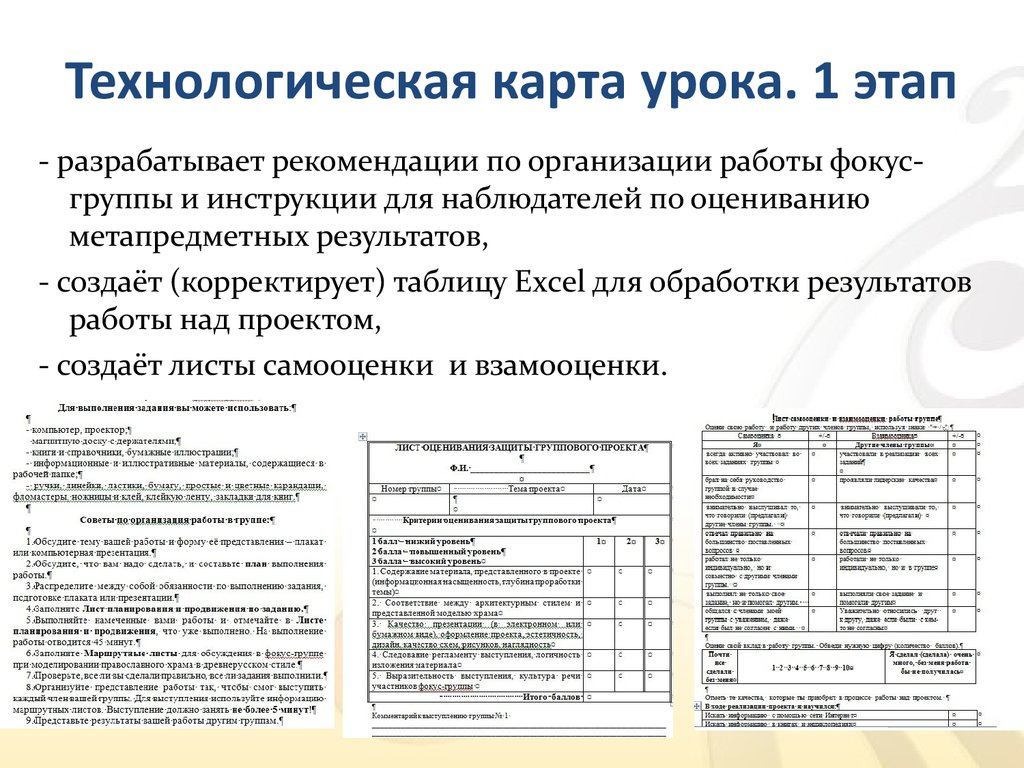 Технологическая карта разрабатывается на