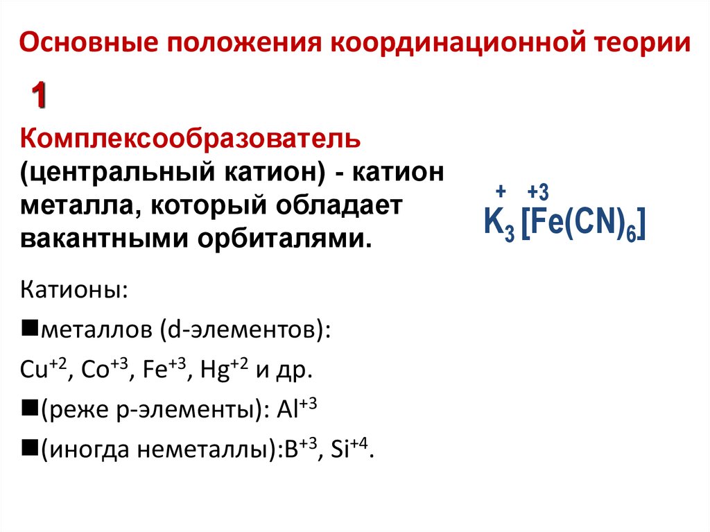 Координационные формулы комплексных соединений