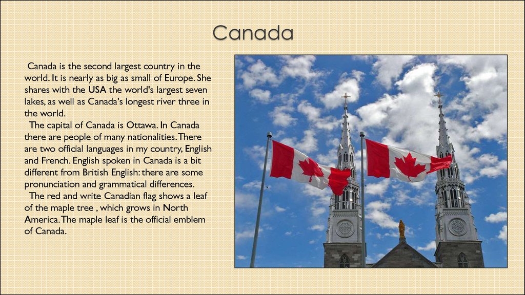 presentation du canada en anglais