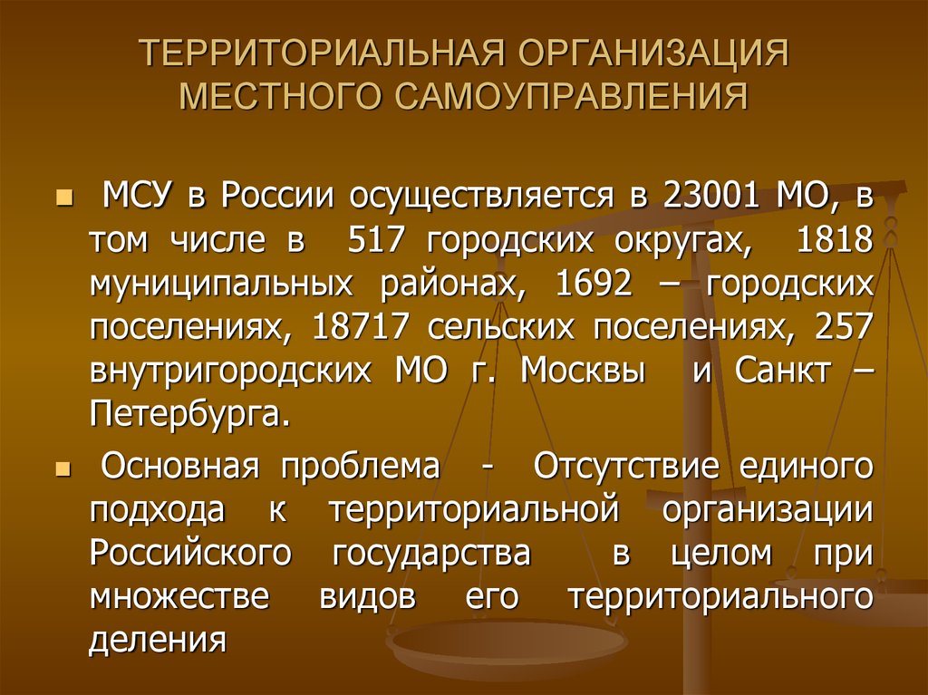 Территории местного самоуправления. Территориальная организация МСУ. Проблемы территориальной организации местного самоуправления. Тенденции местного самоуправления. Проблемы территориальной организации местного самоуправления в РФ.