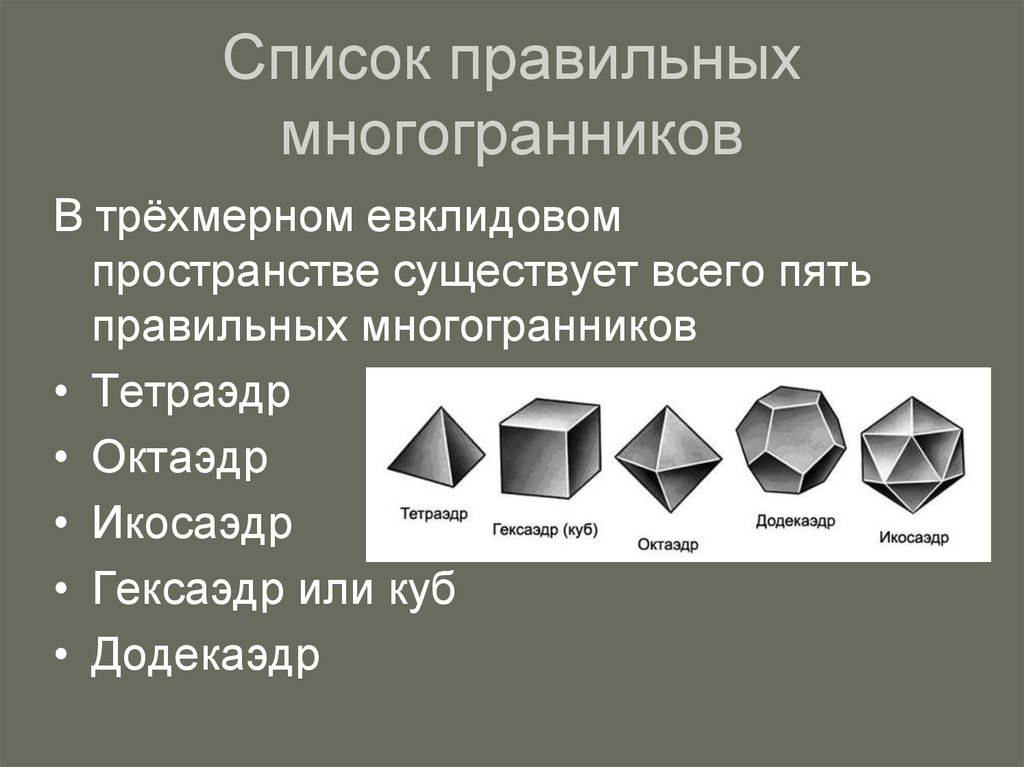 4 правильные многогранники