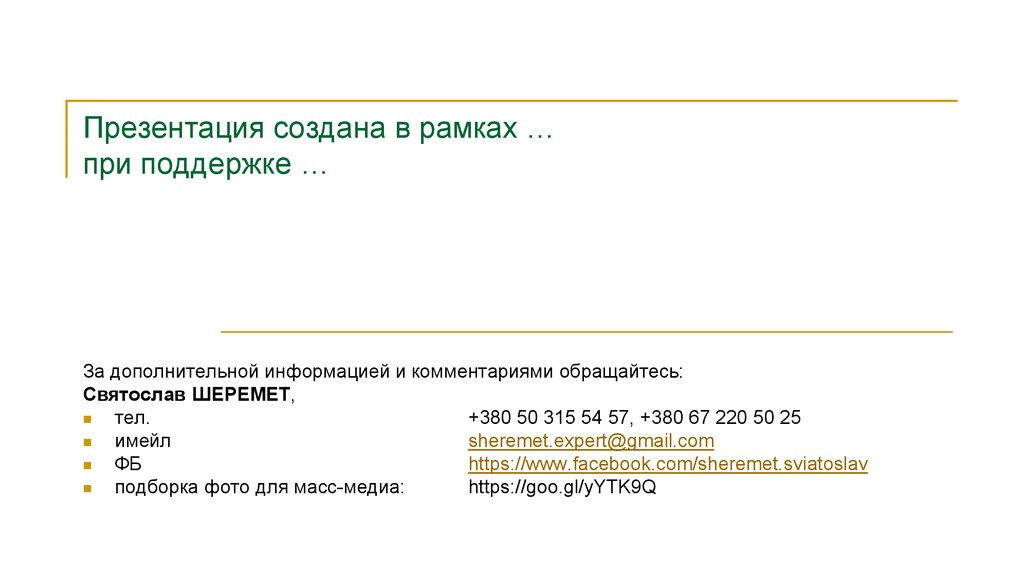 Презентация создана в рамках … при поддержке …