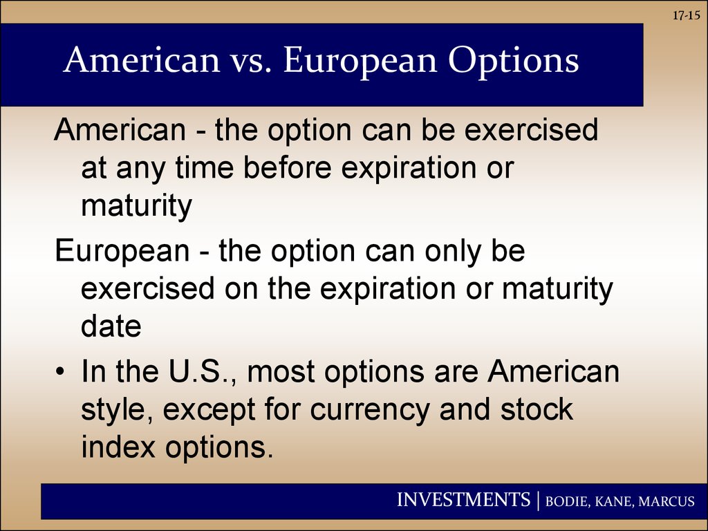 American vs. European Options