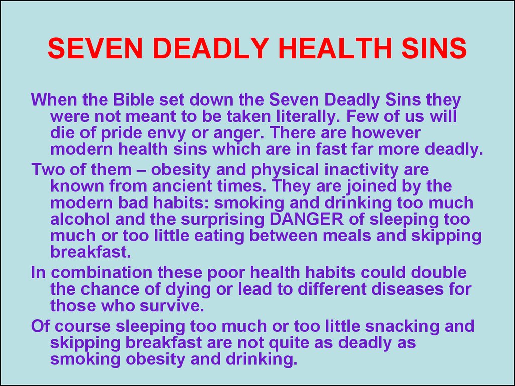 SEVEN DEADLY HEALTH SINS