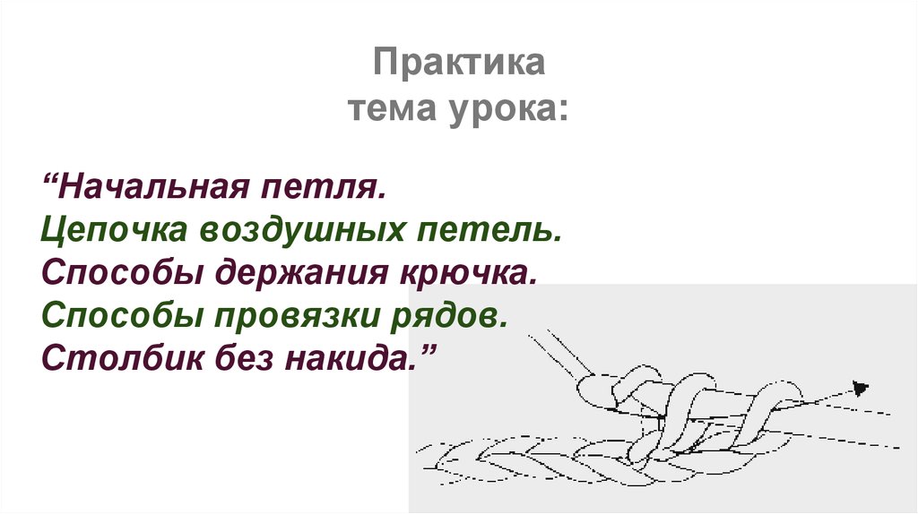 Способы про. Начальная петля крючком. Поделки из Цепочки воздушных петель. Провязка под аркой предыдущего ряда. Разговор через петельную цепочку.