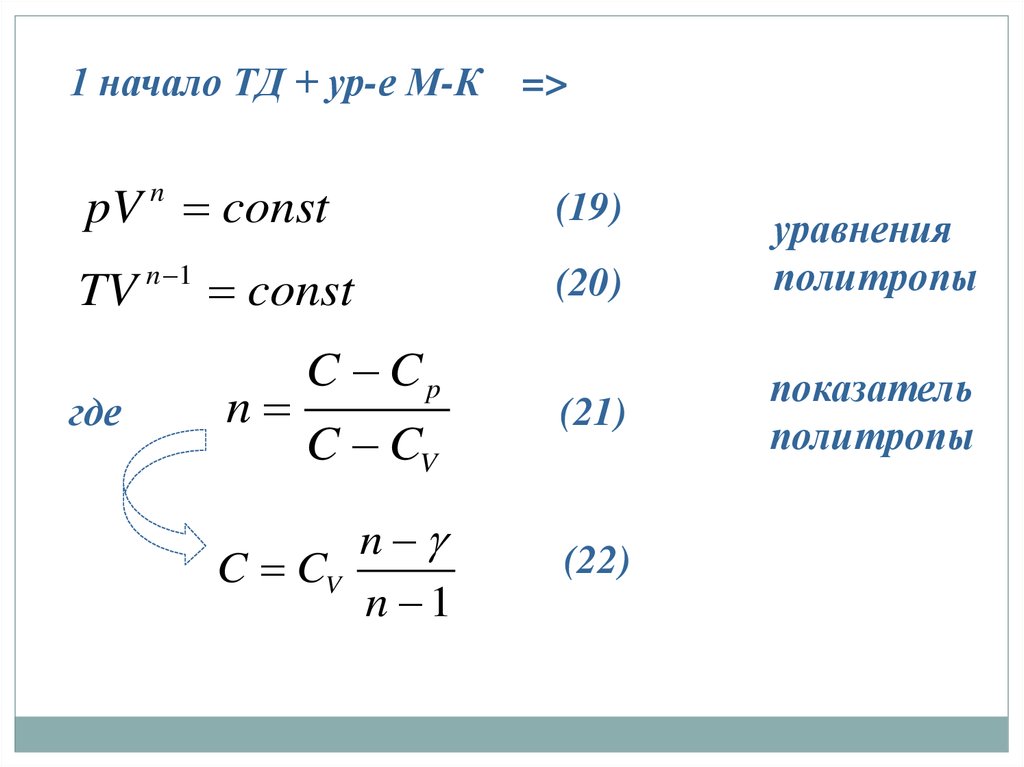 Показатель политропы. Уравнение политропы. Вывод политропы. Второй средний показатель политропы. Первый средний показатель политропы.