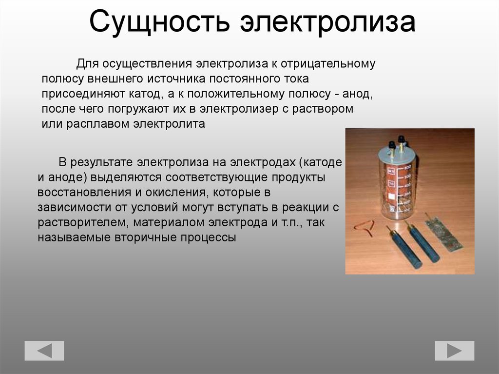 Техническое применение электролиза презентация