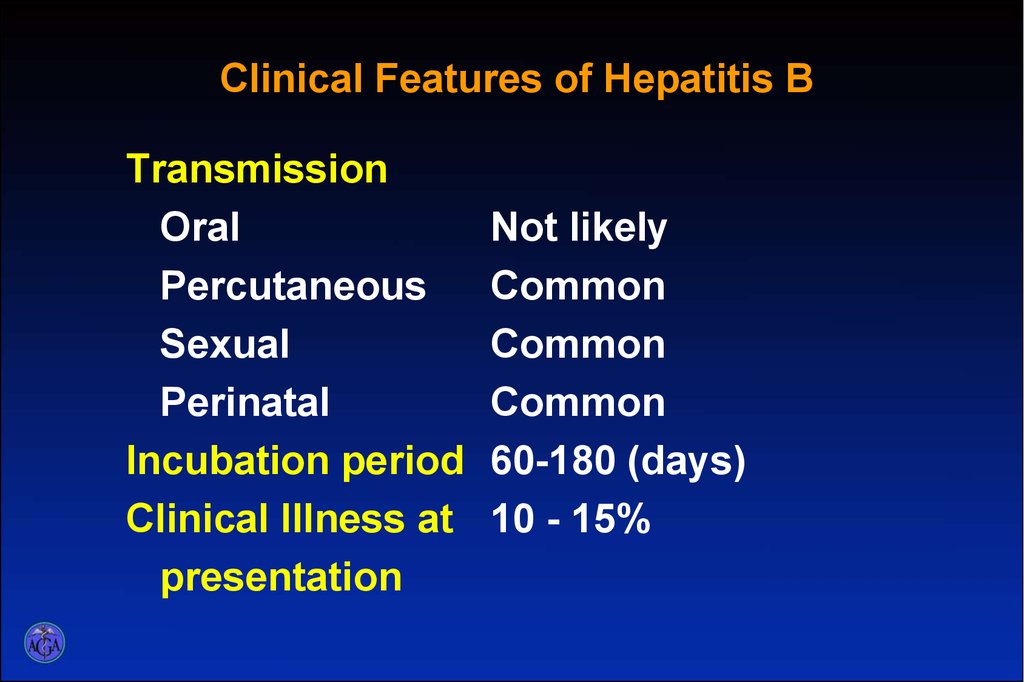 Clinical Features of Hepatitis B