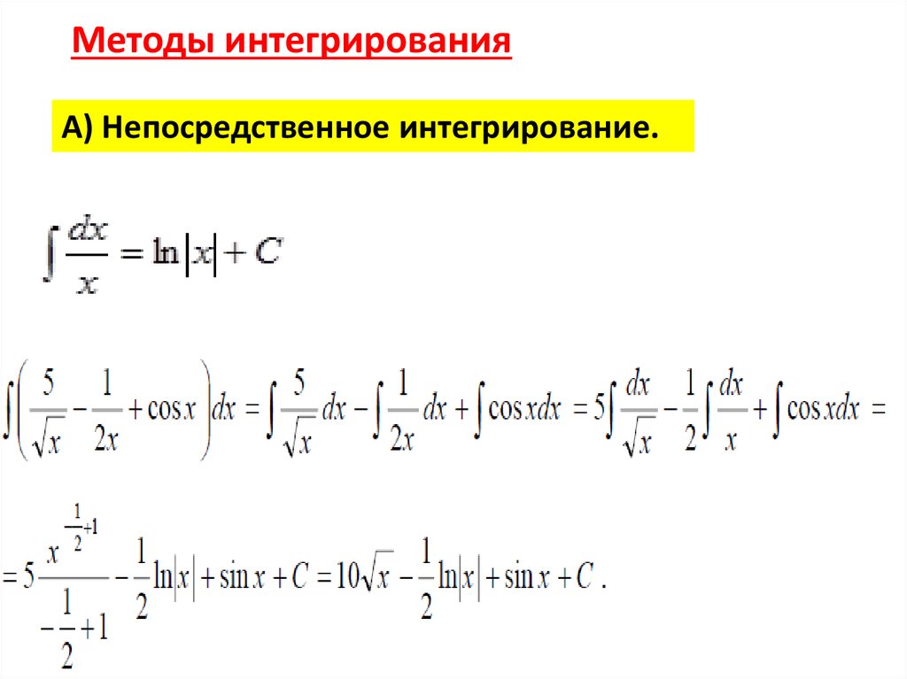 Непосредственное интегрирование презентация