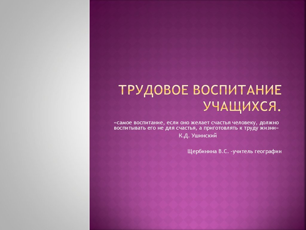 Трудовое воспитание учащихся - презентация онлайн