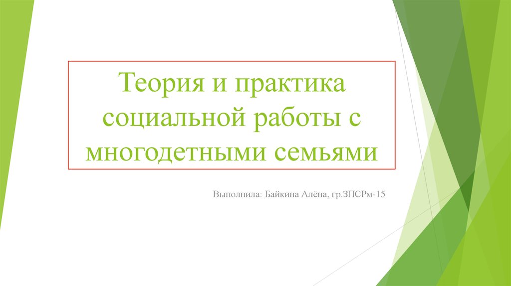 Теория и практика социальной работы. Социальная работа с многодетными семьями. Презентация по социальной работе с многодетными семьями. Технологии социальной работы с многодетной семьей - презентация.