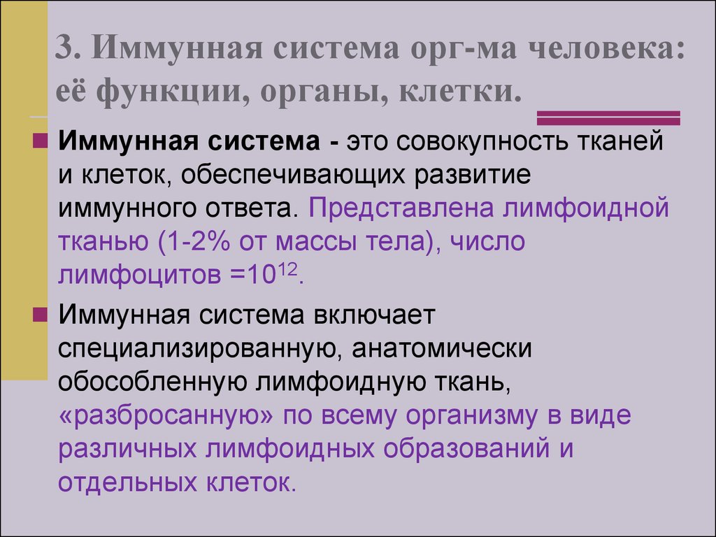 3 Иммунная система. Специализированная анатомически обособленная лимфоидная ткань. Org sistema.