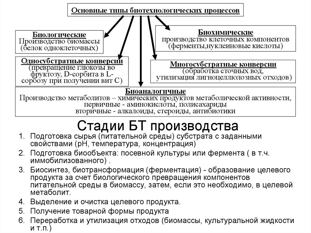 Технологическая схема биотехнологического производства