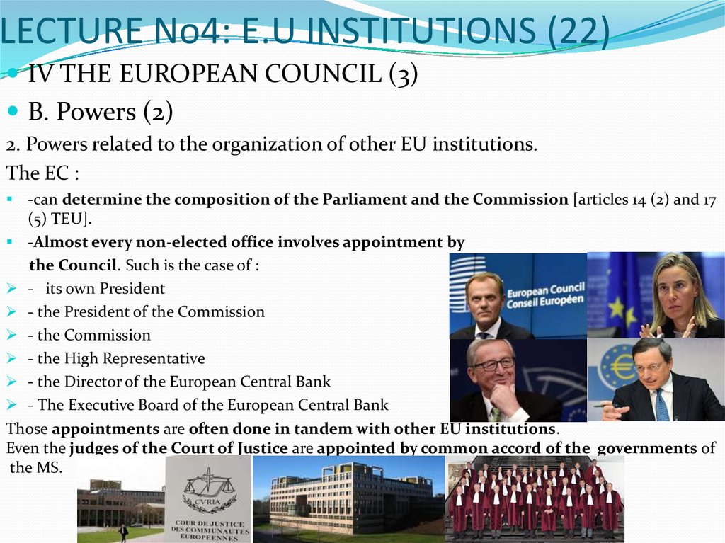 LECTURE No4: E.U INSTITUTIONS (22)