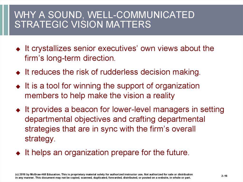 WHY A SOUND, WELL-COMMUNICATED STRATEGIC VISION MATTERS