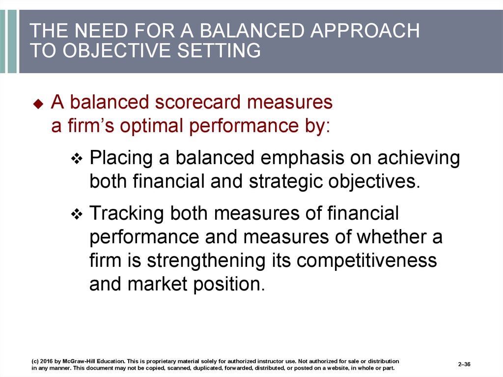THE NEED FOR A BALANCED APPROACH TO OBJECTIVE SETTING