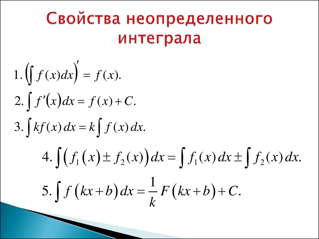 Дифференцирование неопределенных интегралов. Основные свойства интегрирования. Свойства интегралов умножение. Свойства неопределенного интеграла. Свойства неопределенных интегралов формулы.