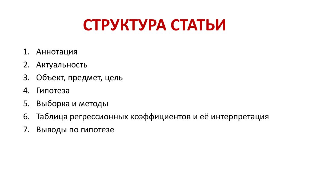 Структура статьи