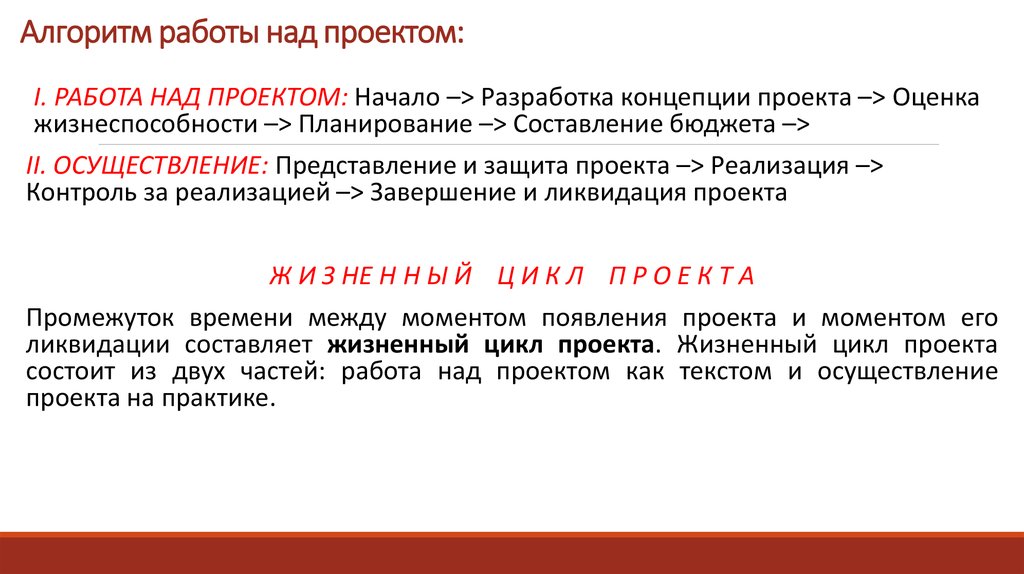 Алгоритм работы над учебным проектом