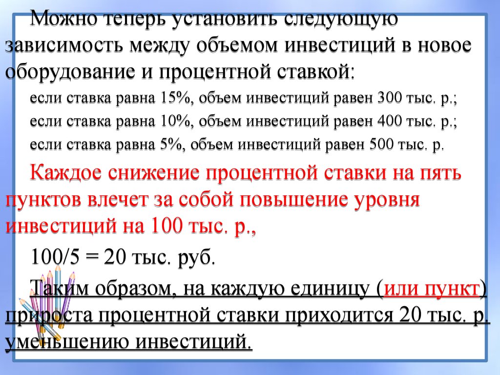 Инвестиции равны 400