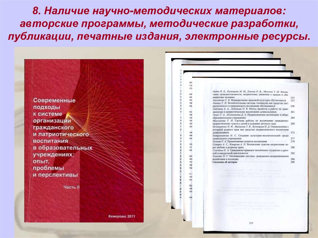 Наличие научно. Научно-методические материалы. Печатные публикации. Программы для создания печатных публикаций.. Публикации в печатном сборнике для учеников. Концепцию учебного издания разрабатывает.