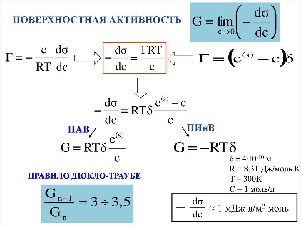 Поверхностная активность. Как вычислить поверхностную активность. Поверхностная активность пав формула. Поверхностная активность вещества g рассчитывается по формуле. Определение поверхностной активности.