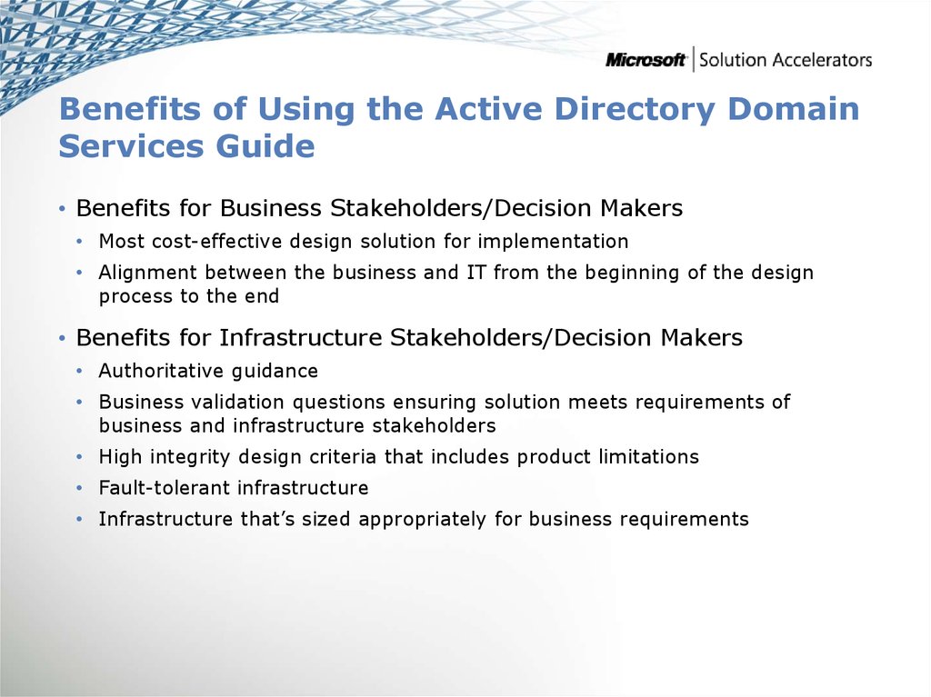 advantages of active directory domain services