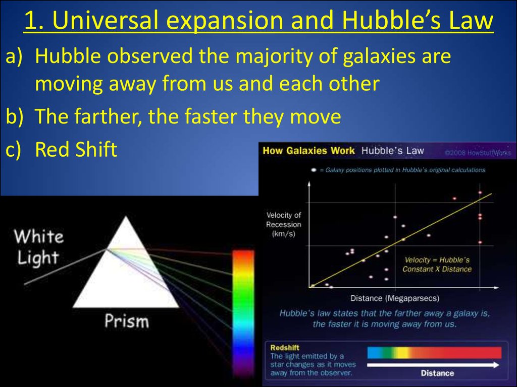 1. Universal expansion and Hubble’s Law