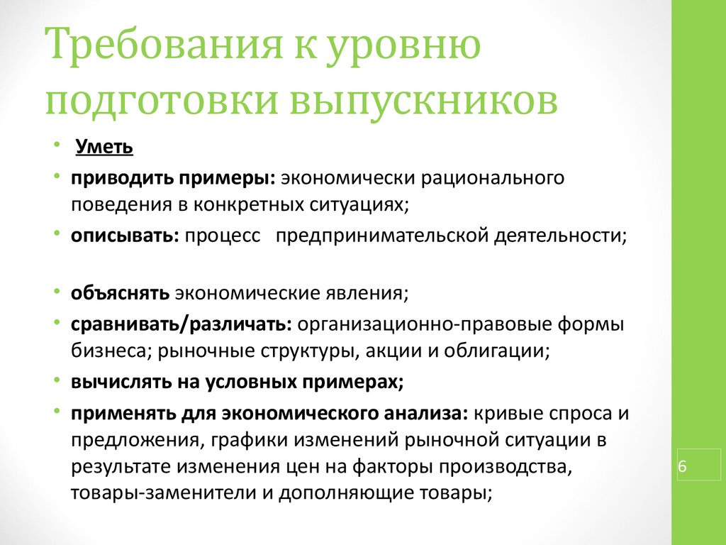 Подготовка выпускников к профессиональной деятельности. Требования к уровню подготовки выпускников по математике. Коды требований к уровню подготовки выпускников. Основы предпринимательства для школьников. Требования стандарта к уровню подготовки выпускников средней школы..