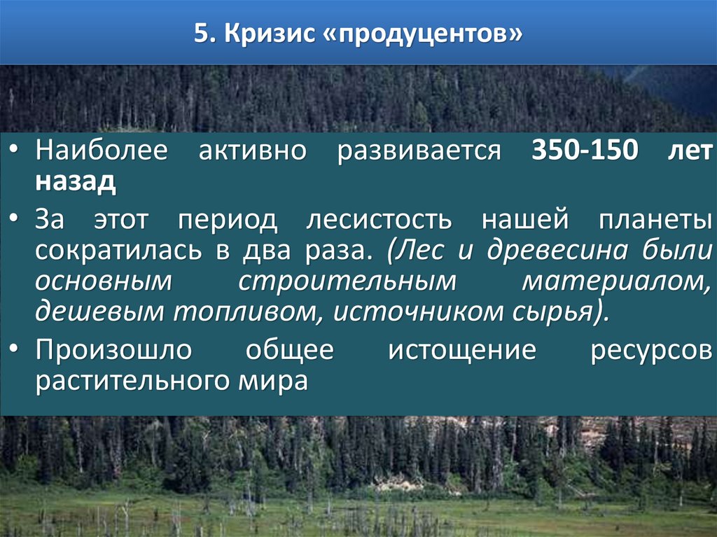 Установить временную последовательность экологических кризисов на плане с момента появления человека