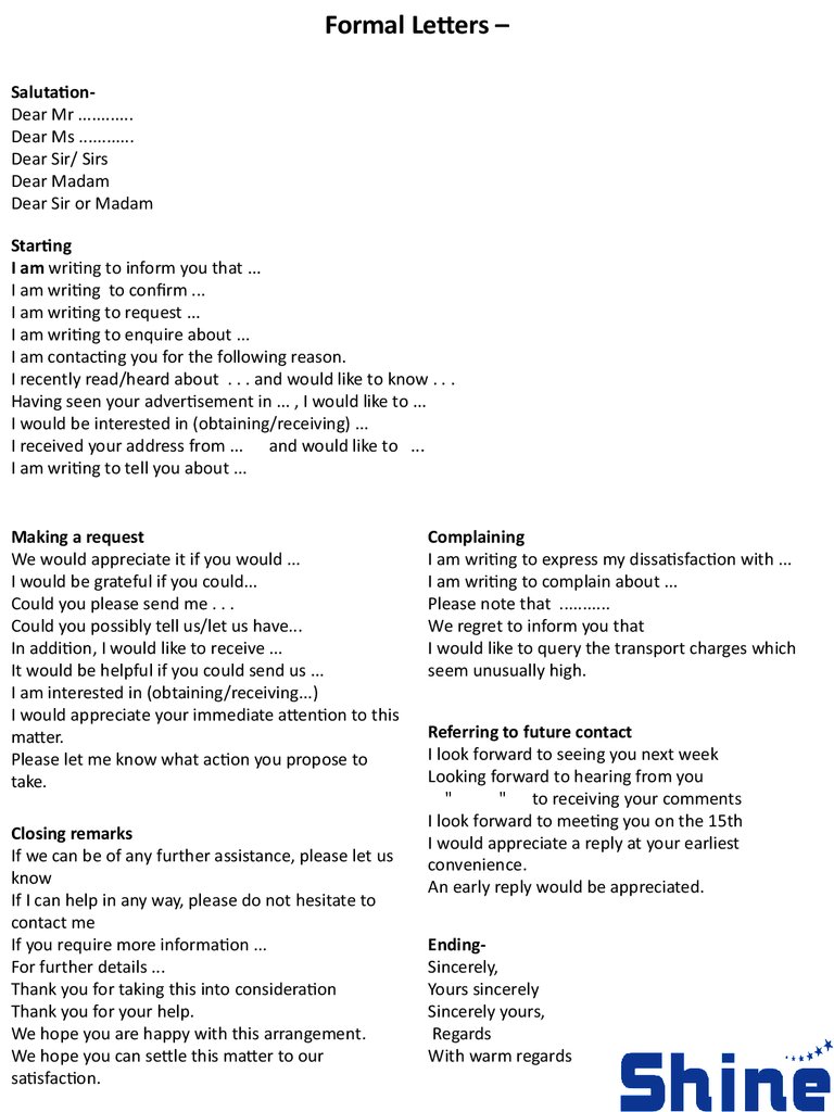 ppt letter writing words useful expressions