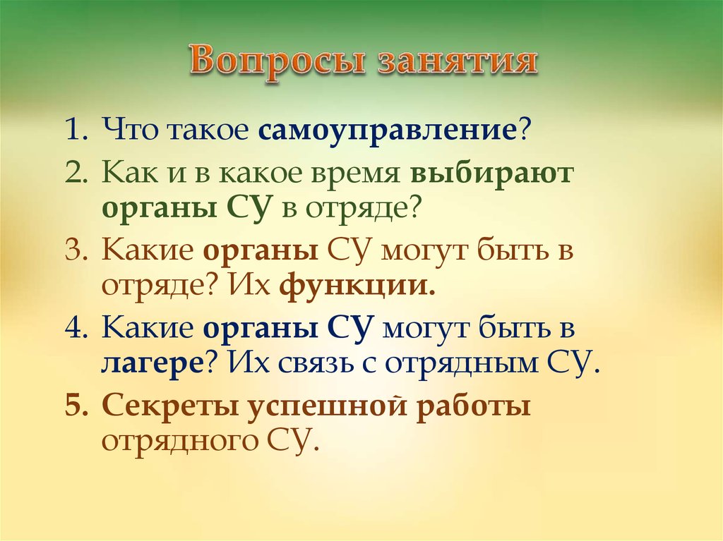 Детское самоуправление в лагере презентация