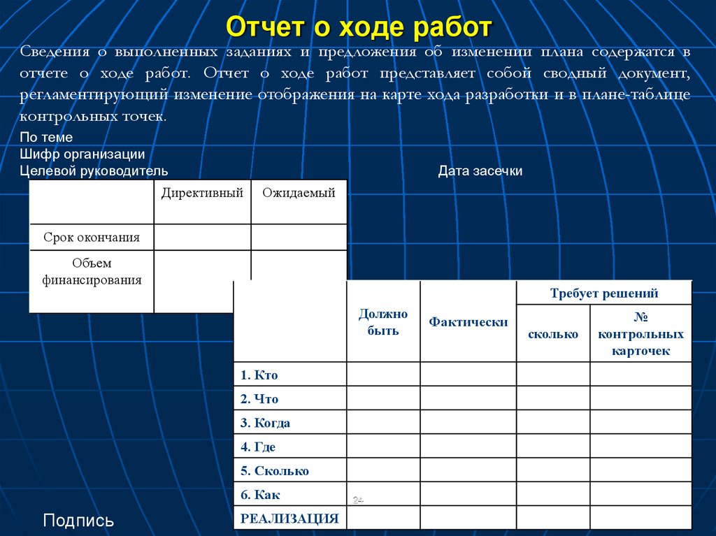 Отчет о ходе выполнения проекта