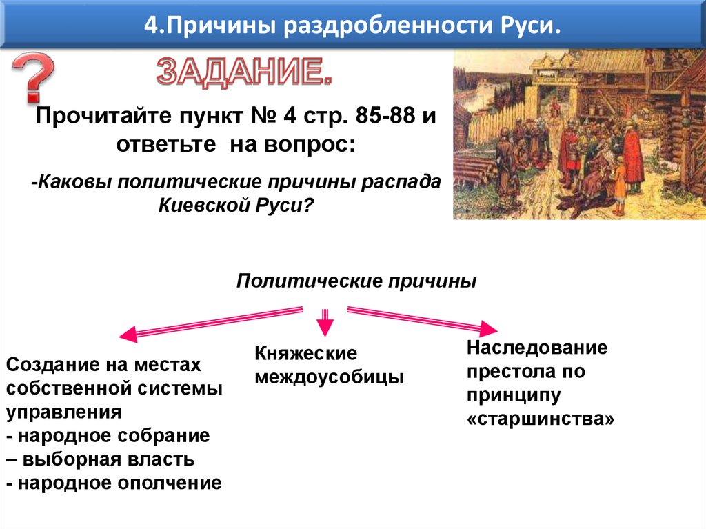 Причины раздробленности Киевской Руси 6 класс. Причины дробление земель Киевской Руси. Причины распада Киевской Руси.