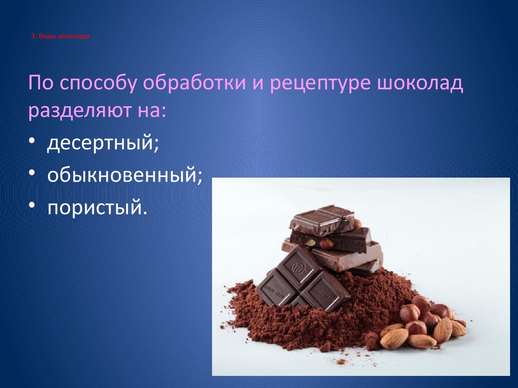 3. Виды шоколада