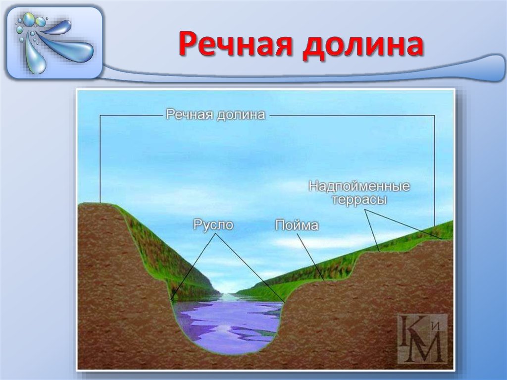 Описание рельеф реки. Русло Пойма Речная Долина. Русло реки Речная Долина терраса Пойма. Речная Долина русло Пойма надпойменные. Поперечный профиль русла реки.