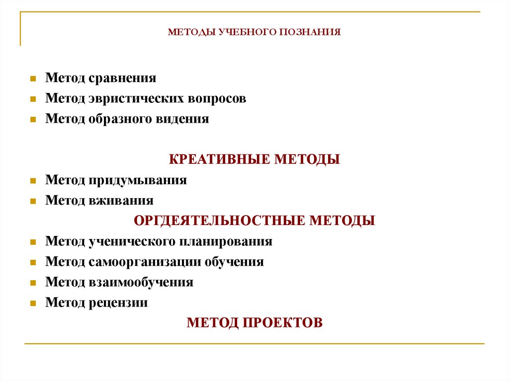 Способы познания. Методы учебного познания.