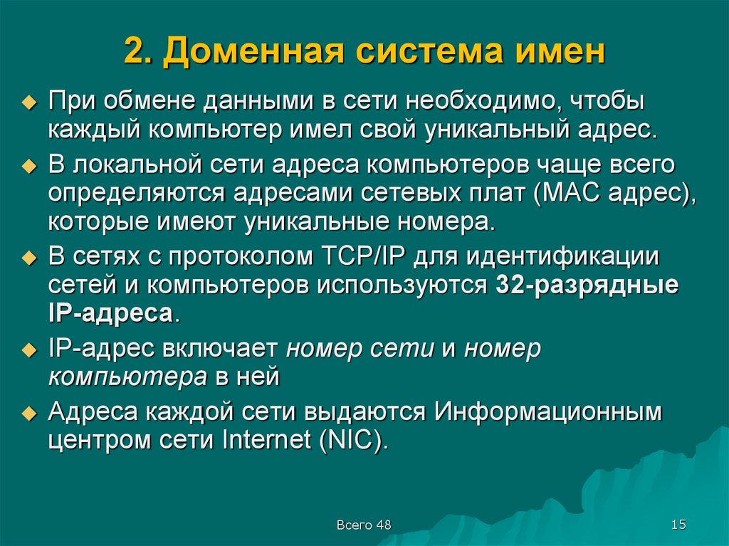 Доменная система имен протоколы передачи данных презентация