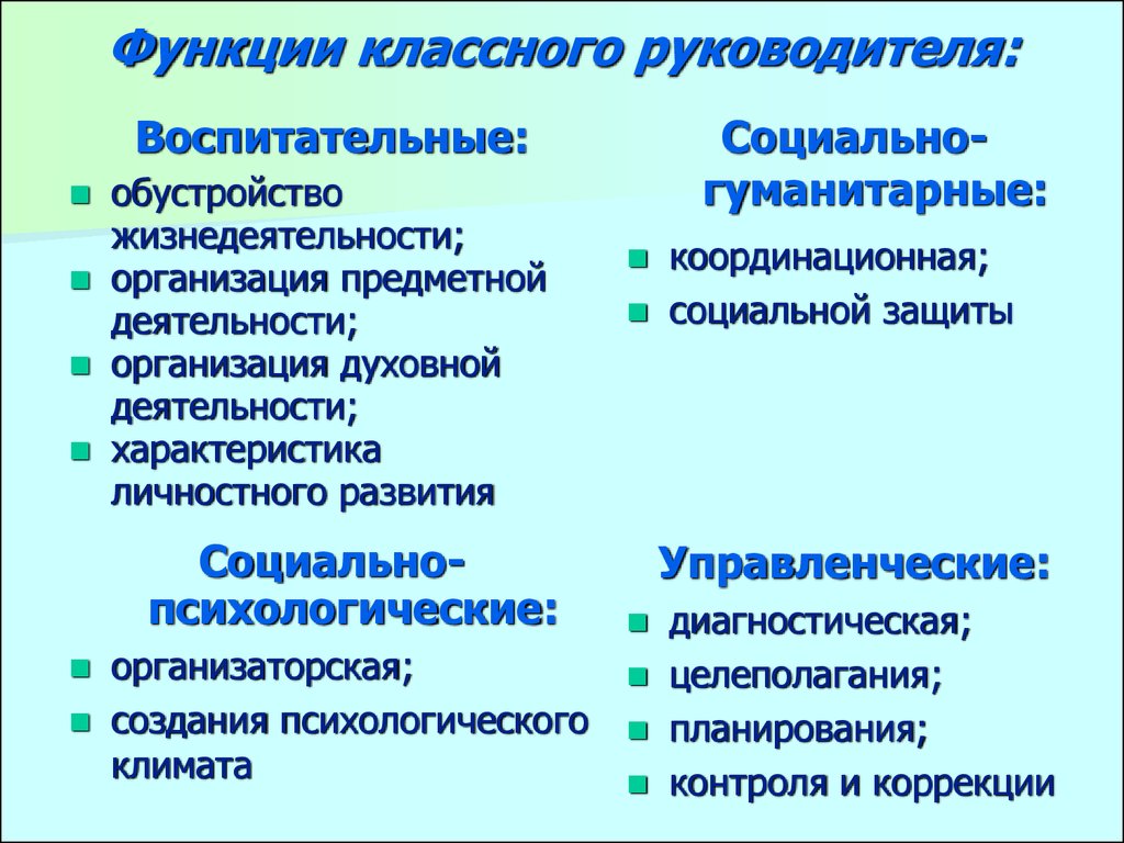 Классное руководство сущность понятия функции классного руководителя