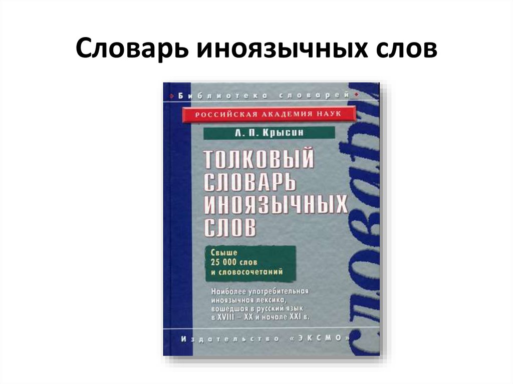 Иноязычная лексика в русском языке последних десятилетий проект