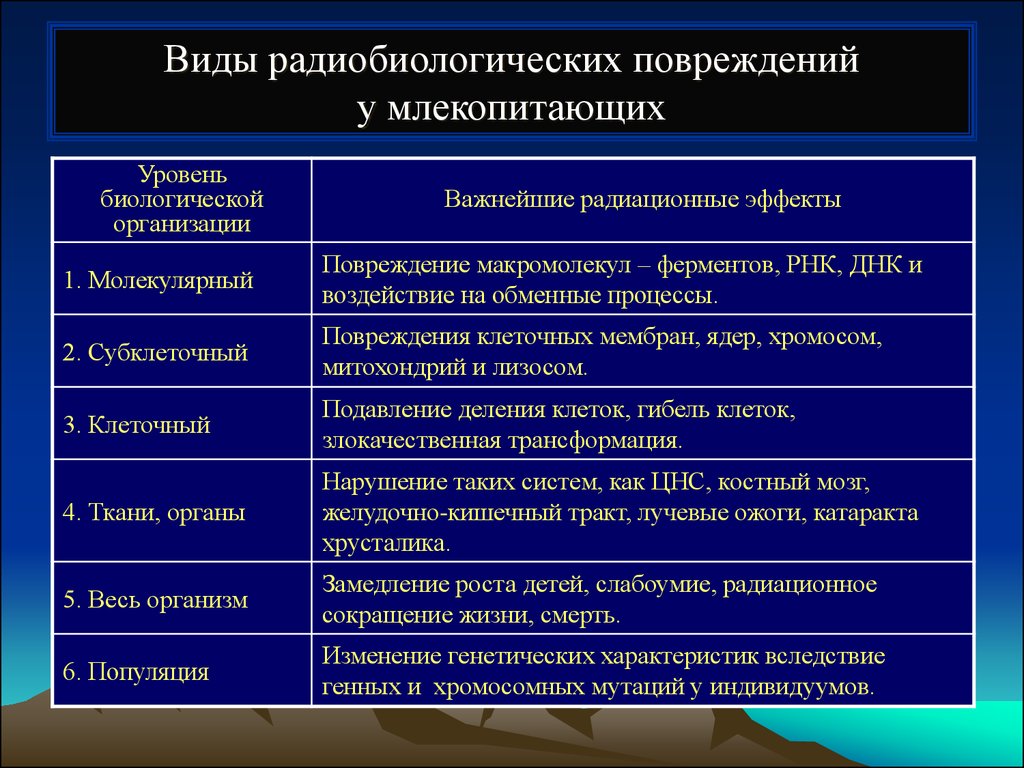 Биологические организации. Уровни повреждения. Показатели повреждения клетки. Биологические показатели повреждения клетки. Виды радиобиологических повреждений у млекопитающих.