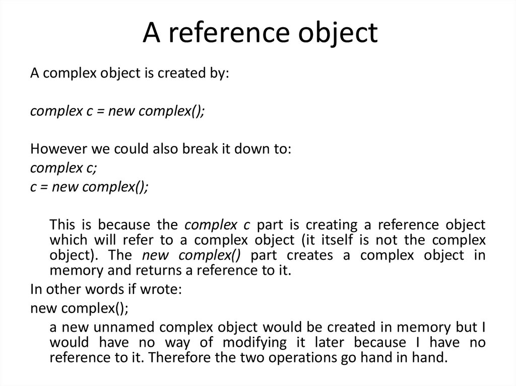 A reference object