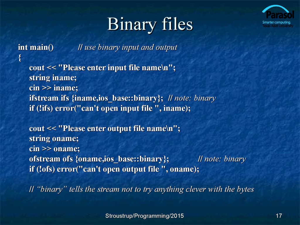 Main int error. Binary file. Iname.